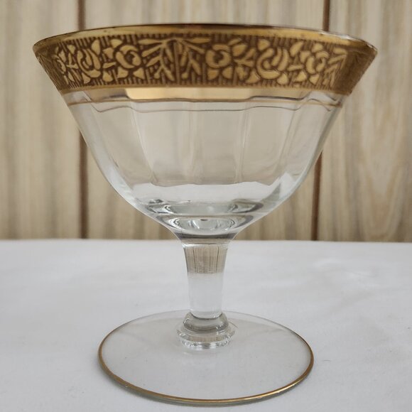 Tiffin Glass cocktail glasses 1920s gold trim set of 5 - Picture 1 of 7